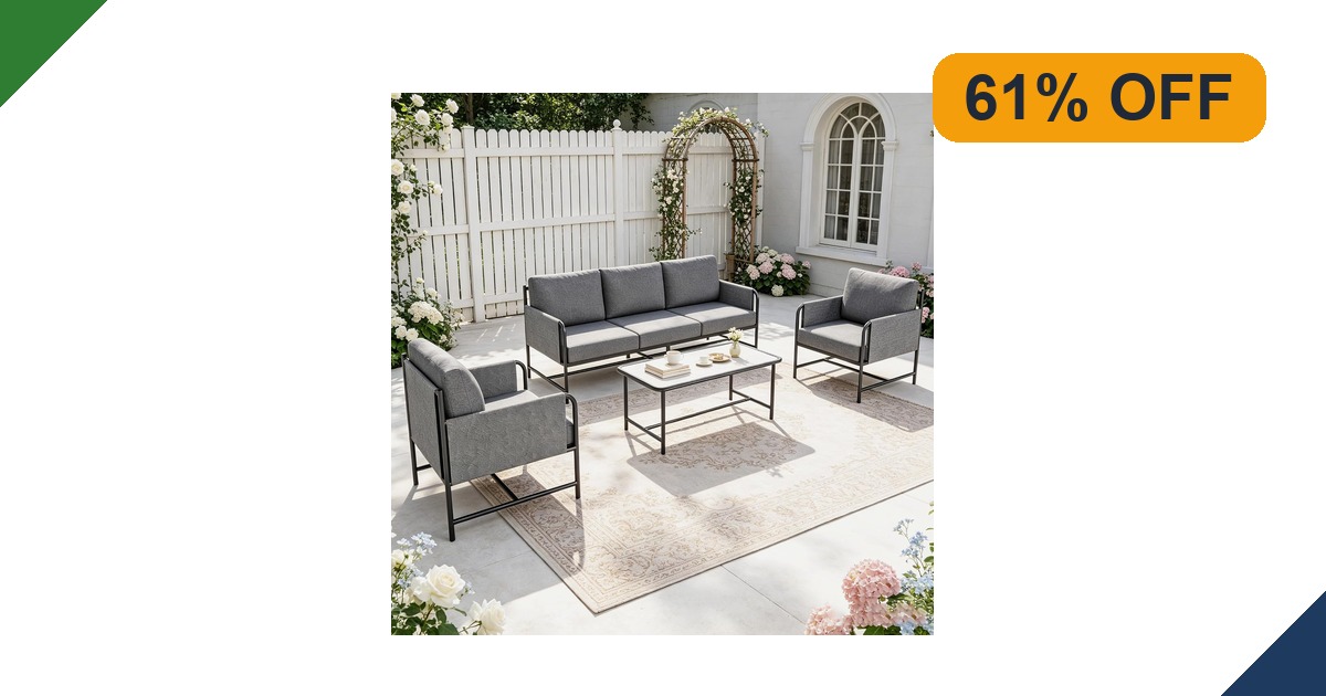 Grey PHI VILLA five-seat garden furniture set