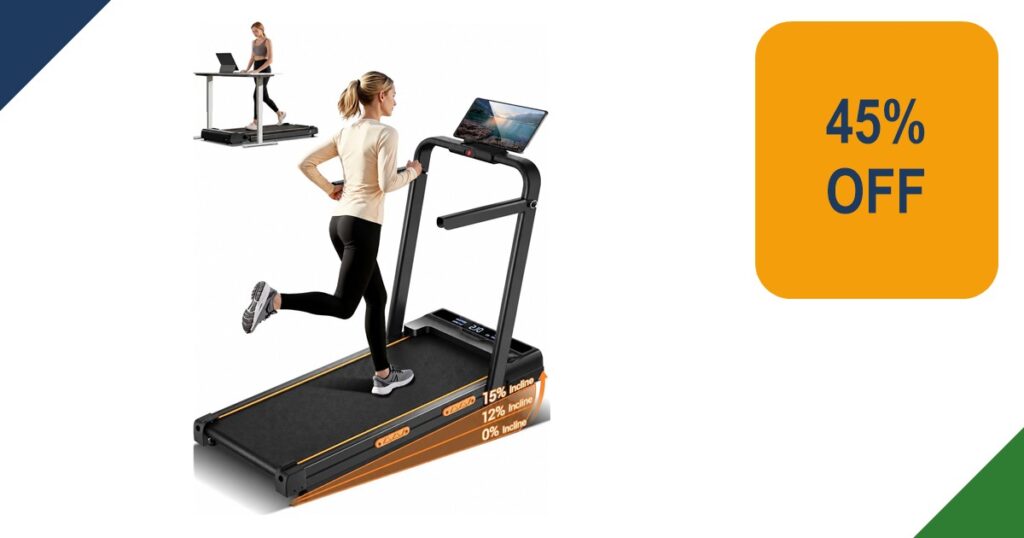Black UMAY walking pad with 15% incline and remote control