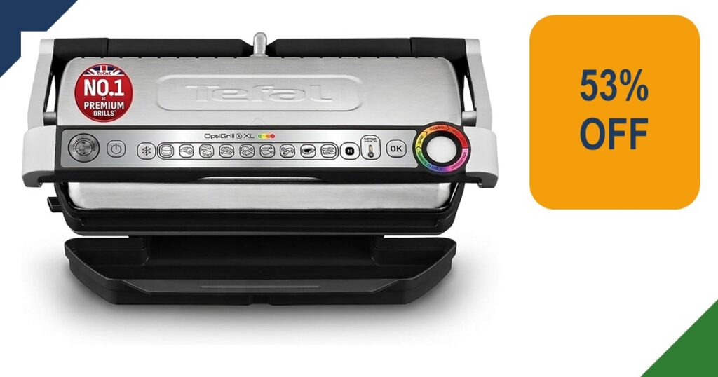 Stainless steel Tefal OptiGrill Plus XL indoor grill