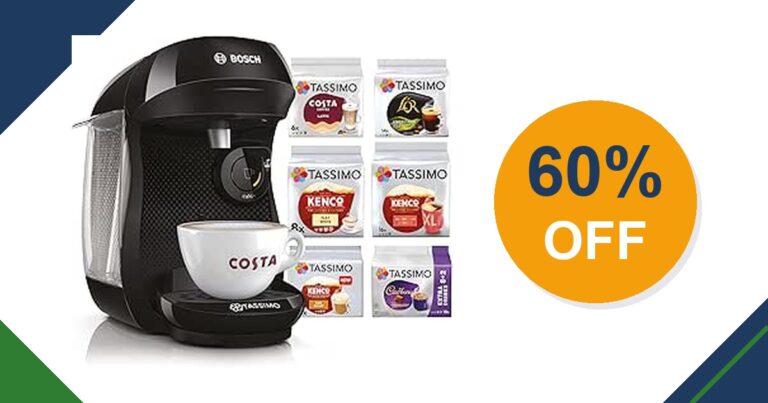 Black Tassimo Happy Friendly coffee machine with Tassimo drink packs