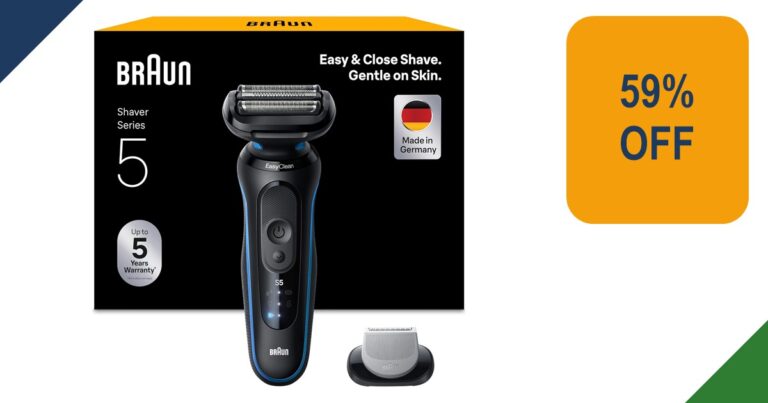 Blue Braun Series 5 electric shaver with body-groomer attachment